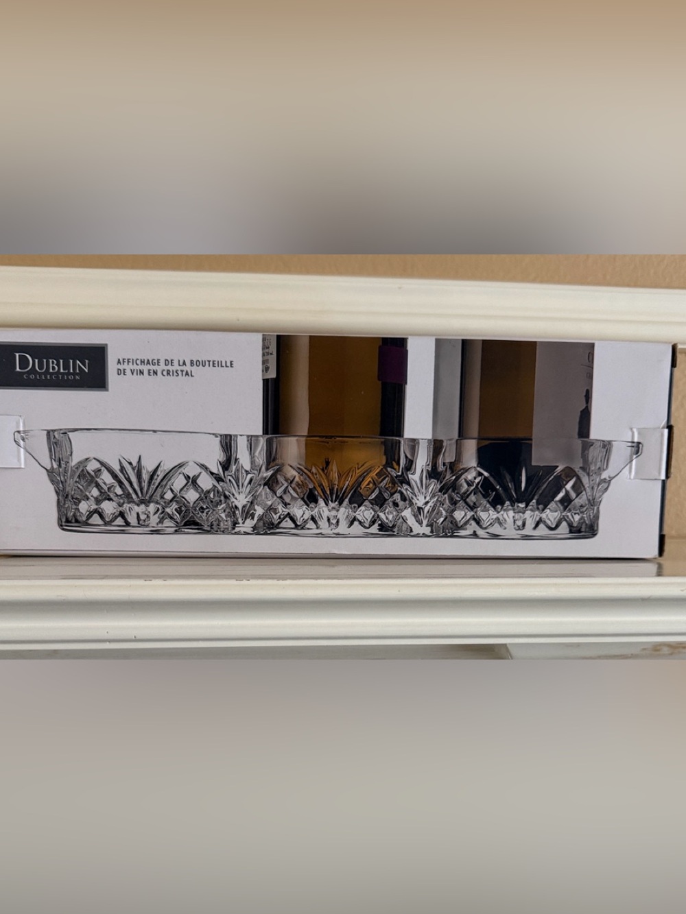 NEW Dublin Collection Clear Crystal Wine Bottle Display Tray